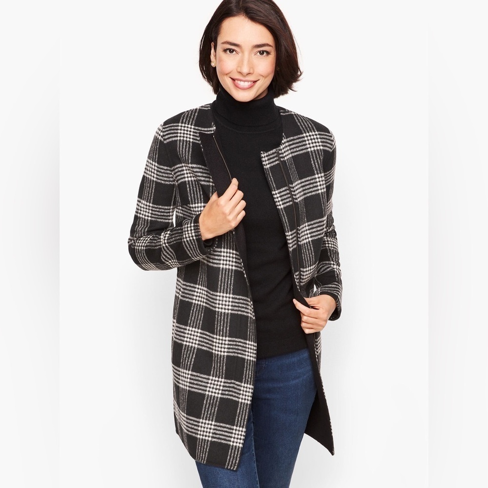 Talbots Wool Blend Plaid Topper Jacket Size 3X Petite